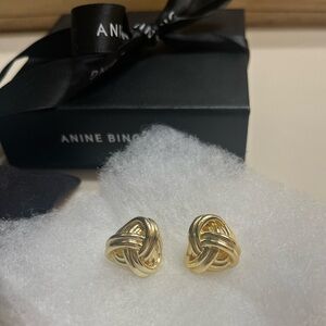 Anine Bing Tie Knot Earrings, gold plated over brass, perfect condition